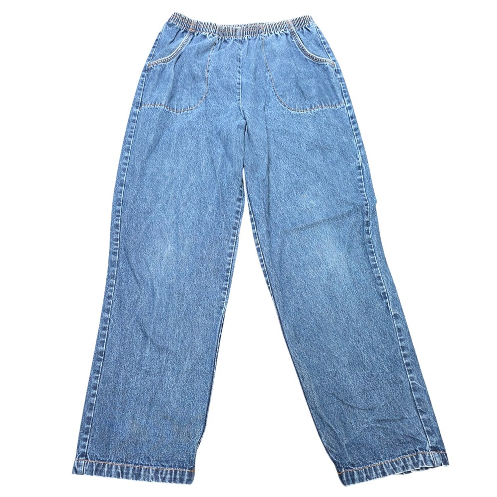 Blair Elastic Waist Relaxed Denim Jeans Women's Size 12 Blue High Rise Straight